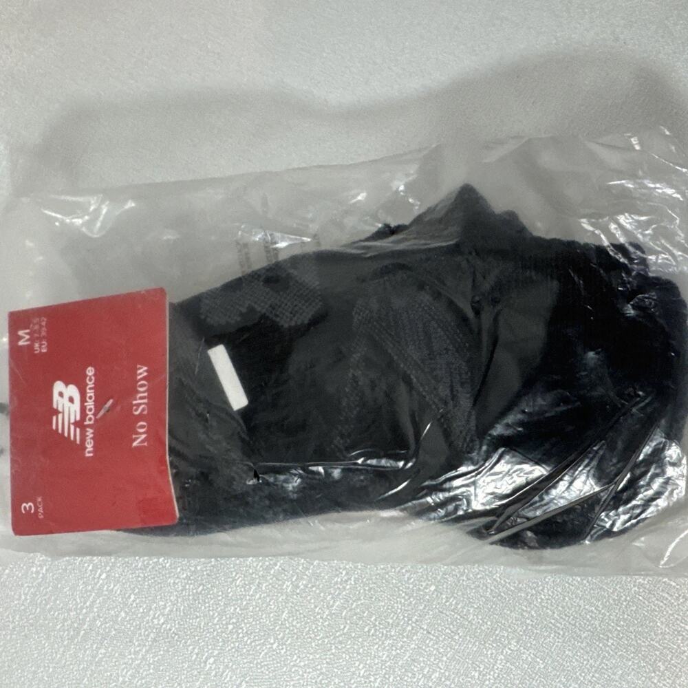 New Balance 3 Pair Men's Black Lightweight No Show Socks Shoe Size M 6-9.5